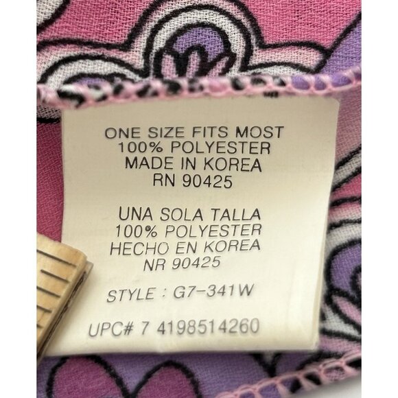 Vintage Pink Ponytail Scarf Whimsical Retro Flower Power Psychedelic GoGo Groovy - Picture 5 of 5